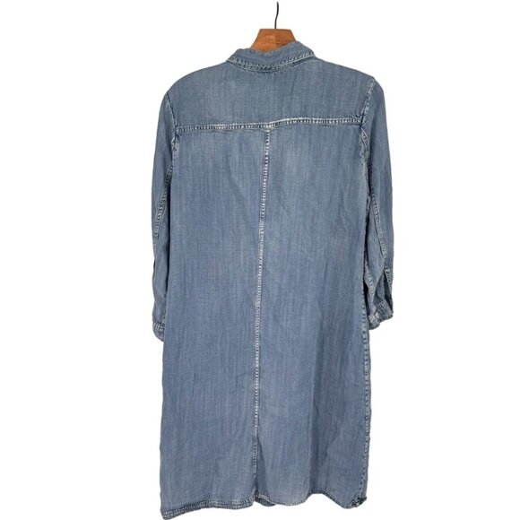 Reba Denim Embroidered Western Shirt Dress size Medium Tencel Snap Button - Picture 11 of 12